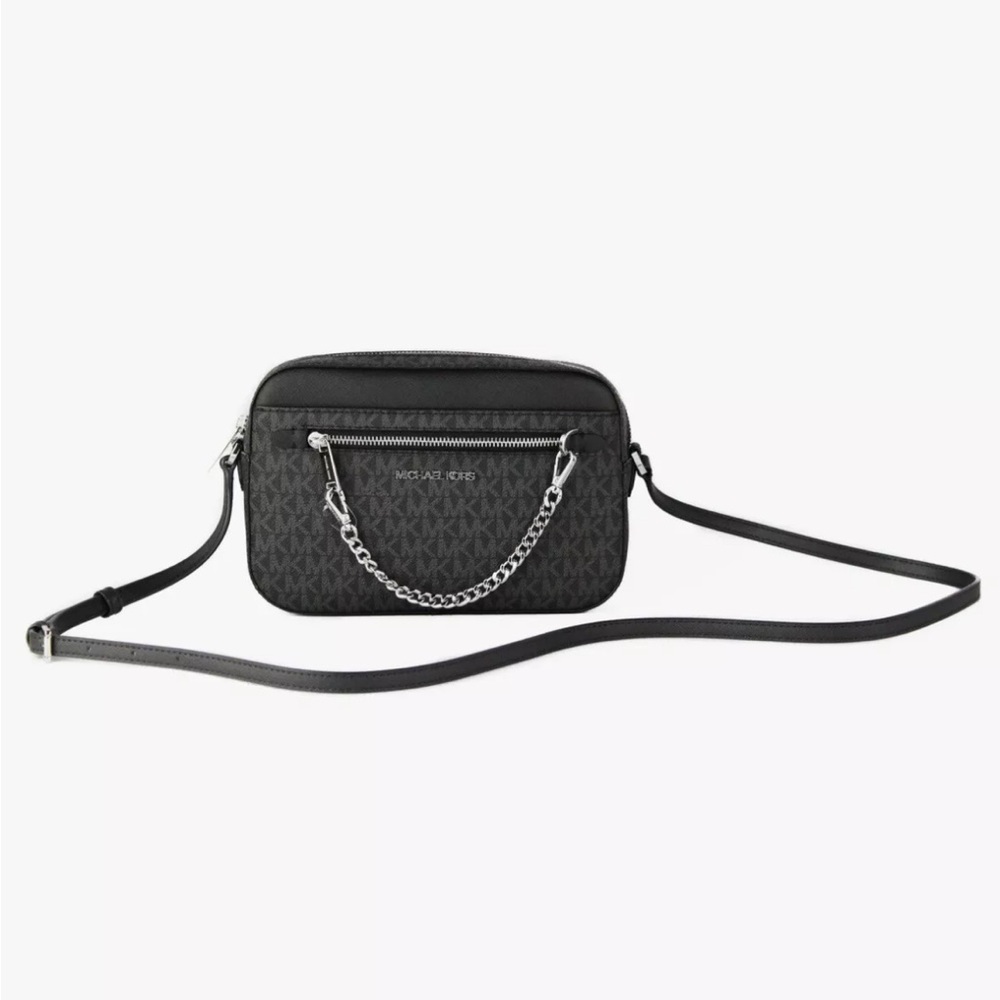 NWT Michael Kors Jet Set Large Logo Crossbody Bag with Zip Chain - Picture 3 of 6
